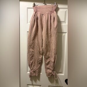 Free People FP One Billie Harem Pink Jogger Pants Lace Up Ankle Smocked Size S